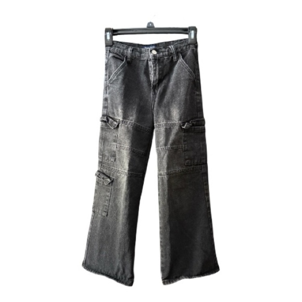 Kids Black Cargo Jeans